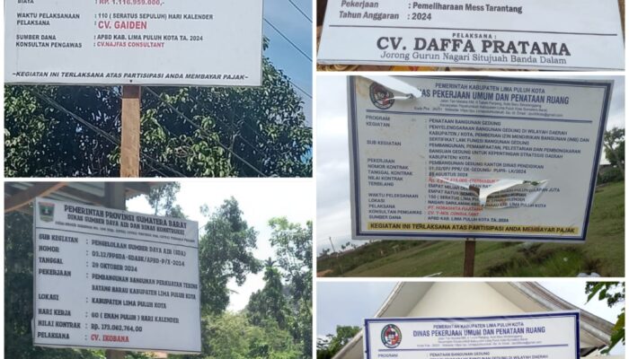 Proyek Pemkab 50 Kota Diduga Berbau Korupsi Pembangunan Anggaran APBD 2024, Kejati Segera Usut Tuntas