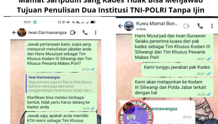 Kontroversi Surat Kuasa Kepala Desa Bongas Wetan: Mamat Saripudin Sang Kades Tidak Bisa Menjawab Tujuan Penulisan Dua Institusi TNI-POLRI Tanpa Ijin