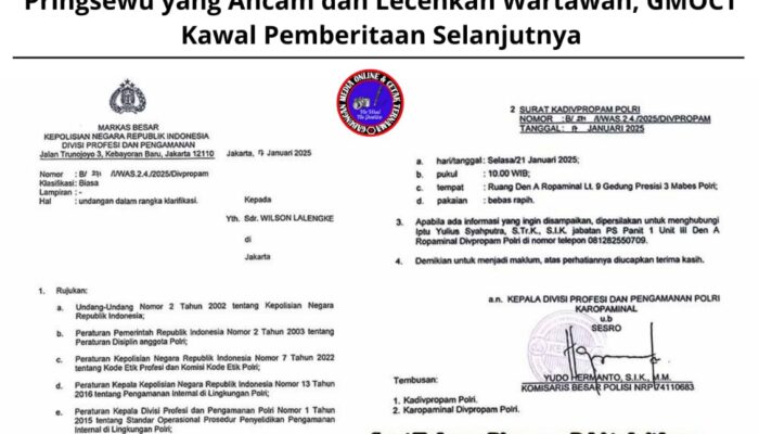 Propam Polri Undang Ketum PPWI Terkait Kapolres Pringsewu yang Ancam dan Lecehkan Wartawan, GMOCT Kawal Pemberitaan Selanjutnya