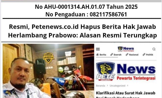 Resmi, Petenews.co.id Hapus Berita Hak Jawab Herlambang Prabowo: Alasan Resmi Terungkap