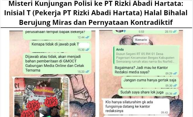 Misteri Kunjungan Polisi ke PT Rizki Abadi Hartata: Inisial T (Pekerja PT Rizki Abadi Hartata) Halal Bihalal Berujung Miras dan Pernyataan Kontradiktif