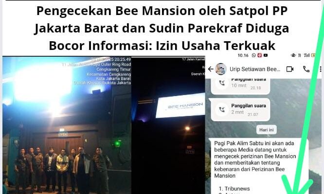 Pengecekan Bee Mansion oleh Satpol PP Jakarta Barat dan Sudin Parekraf Diduga Bocor Informasi: Izin Usaha Terkuak