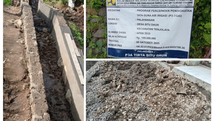 Pembangunan Irigasi (P3A) Tirta Desa Situdaun Di Duga Tidak Sesuai Spek, Dan Asal Jadi.