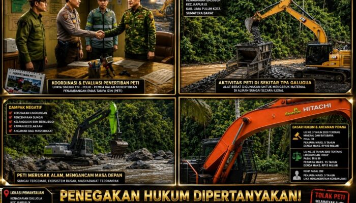 Penegakan Hukum Dipertanyakan, Surga Mafia Tambang di Kab.50 Kota: Aktivitas PETI Masih Mengepung Kapur IX, Alam Rusak